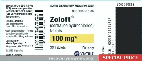 100mg Sertraline Tablets — Generic Zoloft for Depression / Anxiety